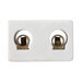 A white rectangular Avantco terminal block with two holes and two white plastic plugs.