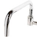 A silver T&S wall mount faucet with double joints and big flo handles on a white background.