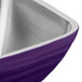 A close up of a purple square metal Vollrath serving bowl.