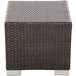 A BFM Seating Aruba Java wicker end table with a tempered glass top on a white background.