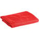A Creative Converting Real Red rectangular plastic tablecloth with elastic.