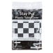 A Creative Converting rectangular black and white checkered plastic tablecloth with elastic.