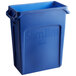 A blue Rubbermaid Slim Jim rectangular trash can.