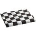 A Creative Converting black and white checkered rectangular plastic tablecloth with elastic edges.