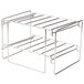 A metal rack with two wire shelves.