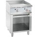 A stainless steel Cooking Performance Group natural gas griddle with two burners and a storage base.
