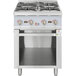 A Cooking Performance Group natural gas range with four burners and a storage base.