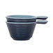 Two Elite Global Solutions Abyss & Lapis two-tone melamine handled bowls stacked on top of each other.