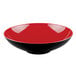 A red bowl with a black rim.
