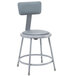 A National Public Seating gray lab stool with a seat and backrest.