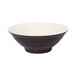 An Elite Global Solutions Durango melamine bowl with an antique white and chocolate brown two-tone design and a white rim.