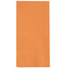 A close-up of a Creative Converting pumpkin spice orange paper dinner napkin with a black border.