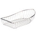 A Clipper Mill stainless steel boat basket with wire handles and a curved edge.
