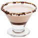 A Libbey mini martini glass filled with a chocolate martini and chocolate sprinkles.