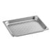 A Choice stainless steel steam table pan with holes in it.