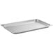 A Choice stainless steel full size steam table pan on a counter.