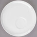 A white Libbey Royal Rideau porcelain saucer with an offset circle.