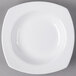 A close up of a Libbey Royal Rideau white porcelain deep rimmed soup bowl.