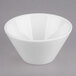 A close up of a Libbey Royal Rideau white porcelain bouillon bowl.