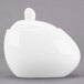 A white porcelain Libbey sugar pot with a lid.