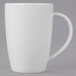 A close-up of a white Libbey Slenda mug with a handle.