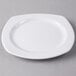 A white Libbey square porcelain plate with a small rim.