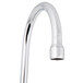 A close-up of a T&S chrome deck-mounted pantry faucet with a handle and a hose.