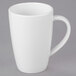 A close-up of a white Libbey porcelain mug with a handle.