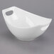 A white Libbey porcelain bowl with two handles.