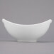 A close-up of a Libbey Royal Rideau white porcelain bowl with handles.