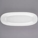 A white rectangular Libbey porcelain plate with a rim.