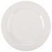 A white porcelain plate with a medium curved rim.