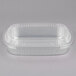 A Durable Packaging aluminum foil entree pan with a clear plastic dome lid.
