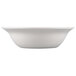 A white porcelain bowl with a black border.