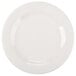 A white porcelain plate with a curved rim.