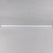 A Satco 48" shatterproof cool white fluorescent light bulb on a white surface.