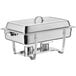 A stainless steel Choice Economy full size stackable chafer on a table.