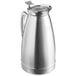 A silver stainless steel Choice coffee server with a lid and handle.