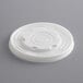 A white EcoChoice compostable plastic lid with vented holes.