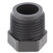 A black plastic pipe fitting with a black cap.