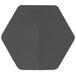 A grey hexagon shaped object with a black center.