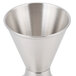 A silver metal Clipper Mill stainless steel cone basket.