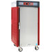 A red and silver Metro hot holding cabinet.