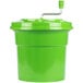 A green plastic bucket with a handle.