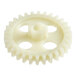 A large white plastic gear with holes.