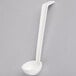 A white plastic Cambro ladle with a long handle.
