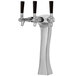 A silver chrome Micro Matic Panther tap tower with black faucet handles.
