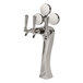 A chrome Micro Matic beer tap tower with lighted medallions over three taps.