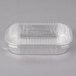 A Durable Packaging mini aluminum foil container with a clear plastic dome lid.