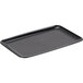 A black rectangular Sabert plastic catering tray with a black handle.